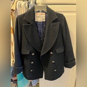 Anthropologie Cartonnier Double-Breasted Dark Navy Peacoat - Size 2